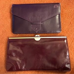Set of 2 vintage leather clutch purses